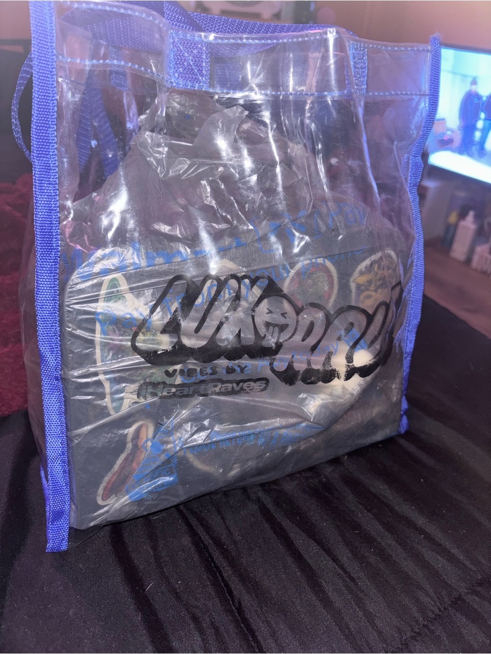 Sigma Beauty Clear Toiletry Bag with Blue Trim and Black Graphic